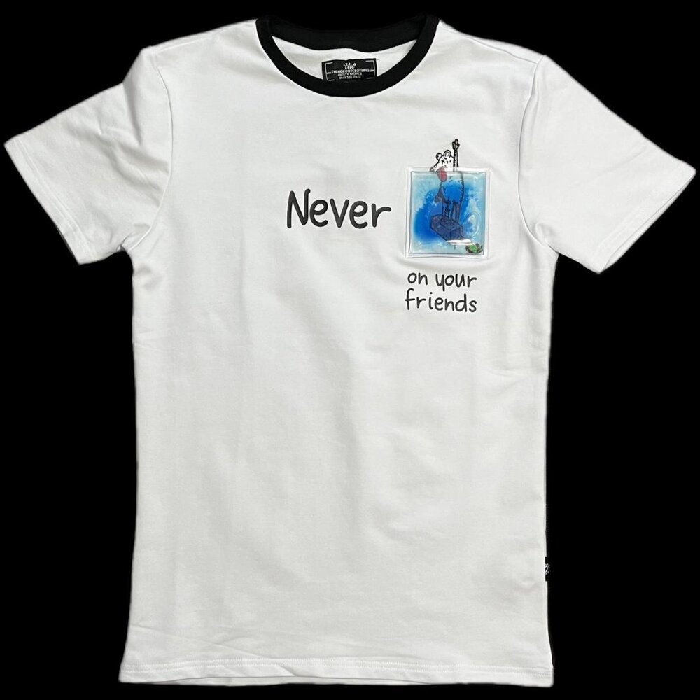 The Hideout Clothing Never Rat on Your Friends 3D Liquid Pocket Tee White Men S